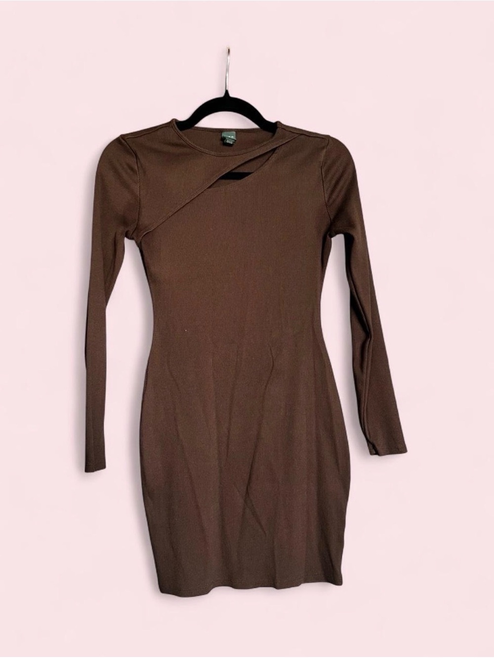 wild fable Brown Long-Sleeve Cutout Bodycon Dress